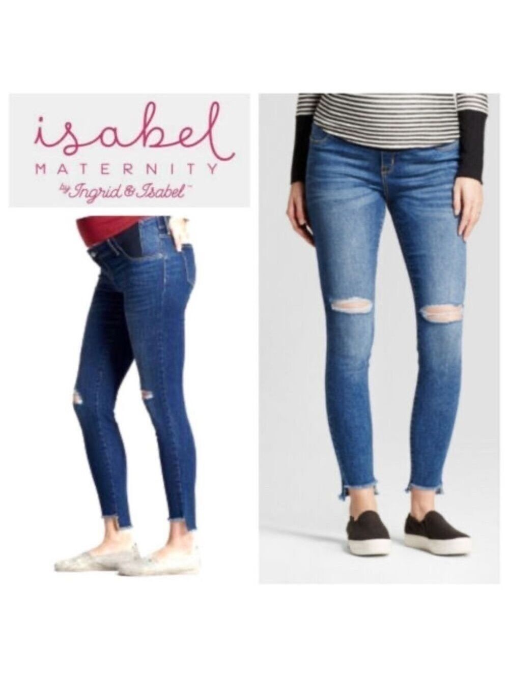 Isabel Maternity By Ingrid & Isabel Distressed Skinny Raw Hem Jeans